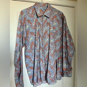 Alan Flusser Paisley Men’s Button Down 100% Cotton Shirt, XL